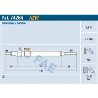Свеча накаливания мини 4.4v 134 / 29mm м 10x1 n мини r55 / 56 / 57 / 58 / 59 fae