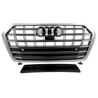 Решетка радиатора бампера audi sq5 q5 80a 2017 2018 2019 2020 блеск серебристый