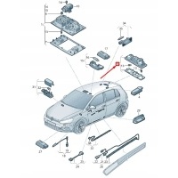 Volkswagen гольф 5g mk7 rear interior reading lighting 5g0947291kza2