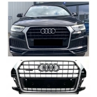 Решетка радиатора audi q3 8u0 15 - 18 рестайлинг s - line чёрный блеск