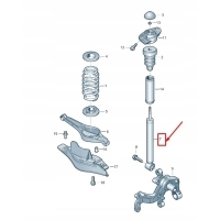 SKODA SUPERB MK2 3T Rear Gas Shock Absorber 1K0513029JE