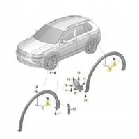 Oe volkswagen 5na854820k накладка края арки правая задняя чёрный volkswagen tiguan