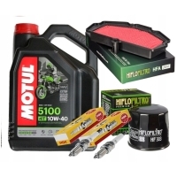 ZESTAW OLEJ MOTUL 5100 10W40 4L HF303 HFA2610 KAWASAKI EN650 VULCAN 15-18