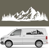 Szablon malarski na samochód CAMPER MOTYW GÓRZYSTY DRZEWA GÓRY 44x153 cm