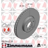 тормозной передний bmw x5 e53 02 - 06 356mm zimmermann 4.6