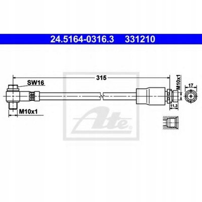 24.51640316.3 тормозной шланг ate ford: mondeo bnp , bap , дц