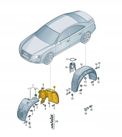 4H0821192F крышка крыло локер колесной арки передний правый audi a8 d4