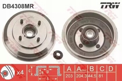 DB4308MR барабан колодок . форд фиеста 02 - 08 с подшипником