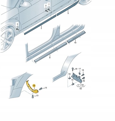 4F0853888A спойлер арки правая передняя audi a6 c6 крепеж мощность
