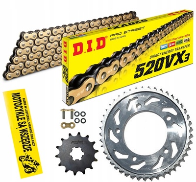 DID520VX3GB114 комплект napęd - owy did kawasaki er - 6 f / n 06 - 16 золотой
