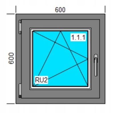 2021041993 окна пвх 600x600 ru цвет внешнее . антрацит , lewe , 24