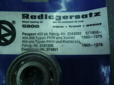2244688 radlagersatz 5900 peugeot 403 404 504 подшипники