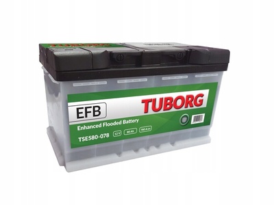 580078 аккумулятор tuborg efb 12v 80ah 780a