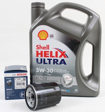 F026407025 фильтр масляный + масляный shell 5w30 4l hyundai i10 ii