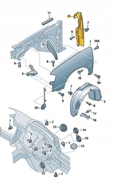 4B0821111C заполнение крыла левая audi a6