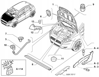 51934773 уплотнитель кожухов под маску fiat punto oe 05 -