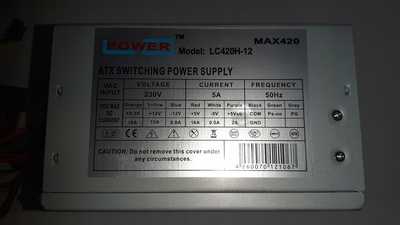 LC420H12V1.3 блок питания lc - power lc420h - 12 v1.3 поврежденный