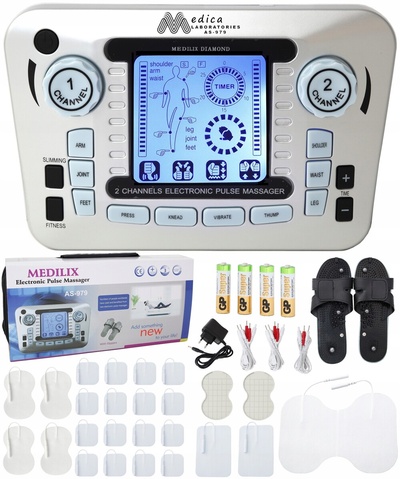 AS979 elektrostymulator tens ems elektrody 3 виды + бат