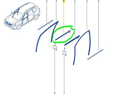 803305037R Уплотнитель опускного стекла Renault Duster 2021