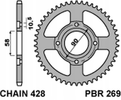 26939C45 pbr зубчатая рейка задняя 269 39 honda cb 125t 78 - 82 jtr2