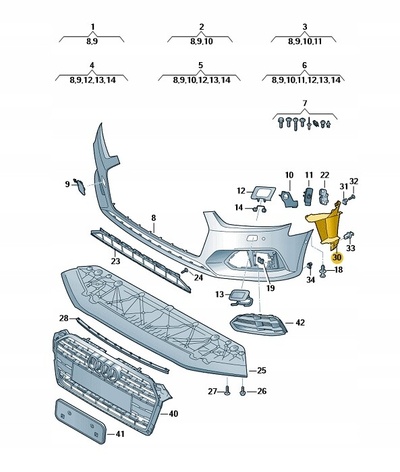 8W6121763 руль воздушный бампер передняя левая audi a5 b9