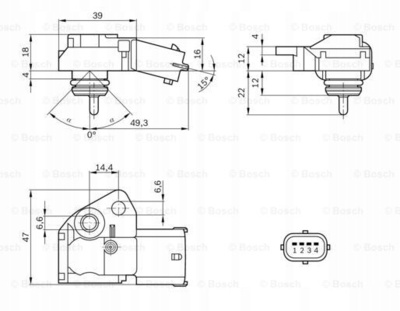 0261230109 Bosch 0 261 230 109 Czujnik , ciśnienie w kolektorze dolotowym