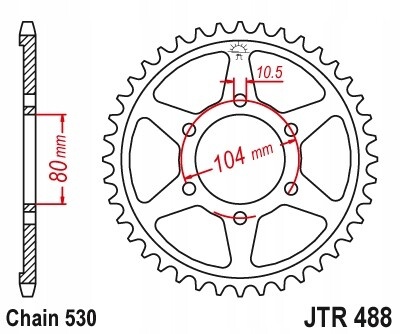 JTR488.44 Zębatka задняя 44Z Kawasaki ZZR120