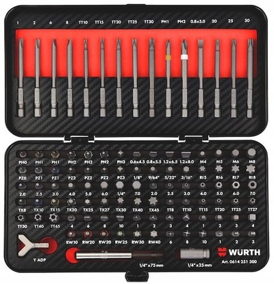 Wurth bity пещеры специальные 1 / 4 дюйма комплект 105 шт