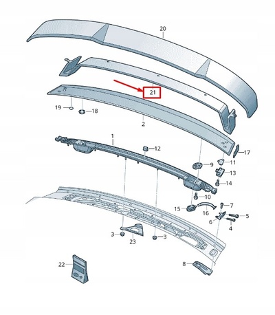 8S0827487GRU audi tt fv rear спойлер bracket 8s0827487 дек.