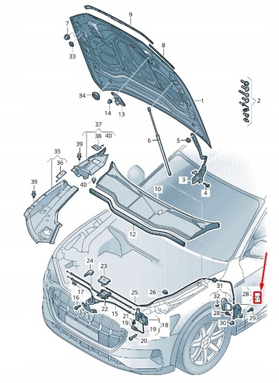 4KL823633B audi e - tron ген hood release handle bracket lhd