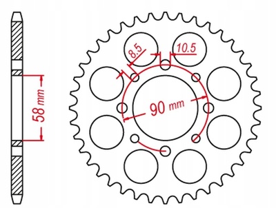 11RC344 mtx parts зубчатая рейка задняя 44 honda xl 125v varadero01 - 13