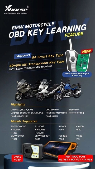 Licencja для науки ключей obd для motocykli bmw vvdi2 i key tool плюс