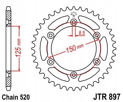 MD4510 зубчатая рейка задняя еп 42 - zęby ktm exc 620 1994 - 1999