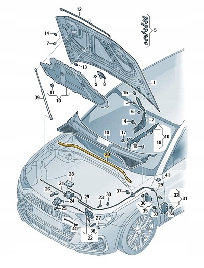 8S0823723A audi q3 83a 19 - уплотнитель капота двигателя