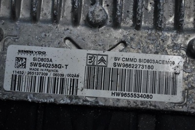 SW9662280 Блок управления двигателем CITROEN C5 2004 5WS40258G-T