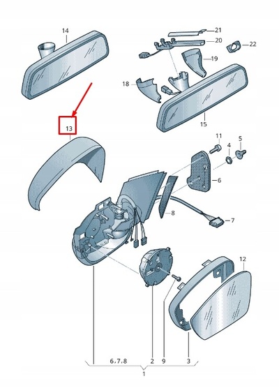 5JA8575389B9 skoda rapid nh фронт right upper door mirror cap