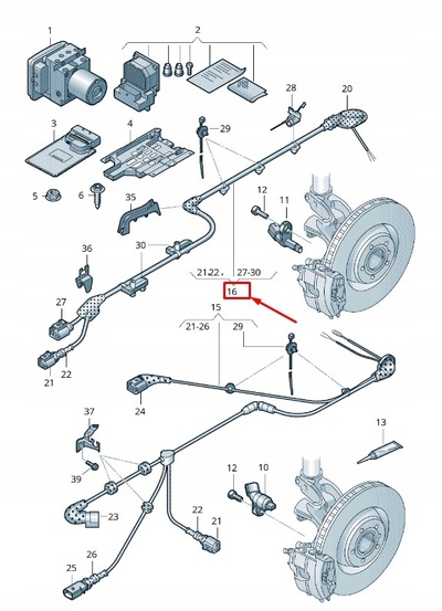 5E0927904A skoda октавия 5e mk3 rear left speed сенсор wiring