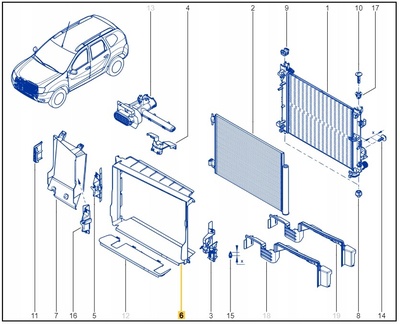 215592385RR руль радиатора dacia duster ii 1.2 1.3 1.6 оригинал