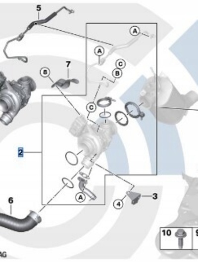 11652456228 bmw f20 f23 f30 f32 f10 f25 комплект монтажный турбокомпрессоры