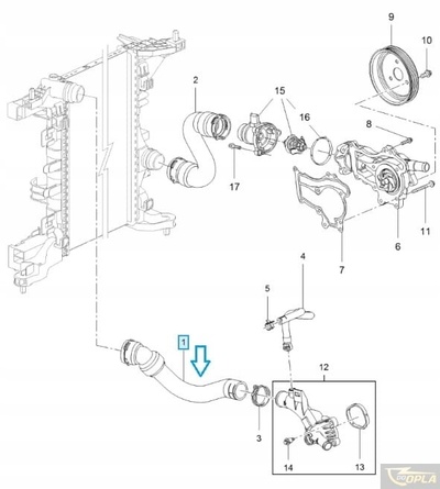 13265564 Шланг радиатора opel meriva b 1.4