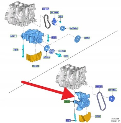 H6BG6600BA Насос масляный 1.0 eb форд пума фиеста focus 2018 - oe 2231261 _ h6bg - 6600 - ba