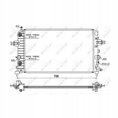 53144 радиатор nrf opel zafira ba05 astra l67l48