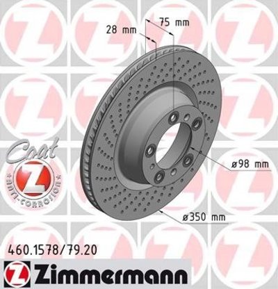 460.1578.20 диски торм задние zimmermann порше 911 3.6