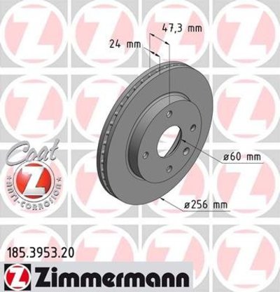 185.3953.20 диски торм передние zimmermann дэу nubira 1.8