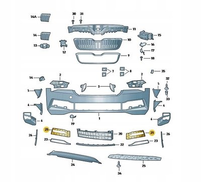 3V0853666B9B9 права сторону решетка бампера передняя skoda superb 3fl