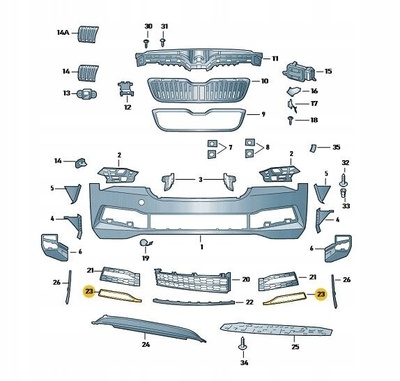 3V0853768D2ZZ накладка решетки бампера skoda superb 3fl хром прав