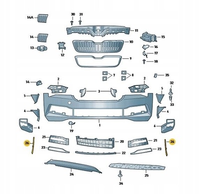3V0807834A2ZZ накладка боковая бампера skoda superb 3fl прав хром