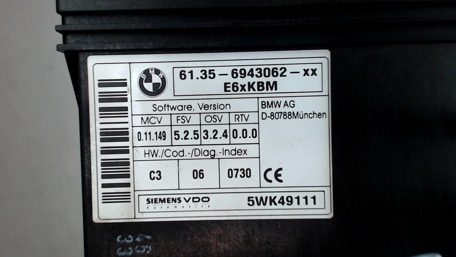 61.356943062 Блок комфорта BMW 5 E60 2003-2009 2004 61.35-6943062